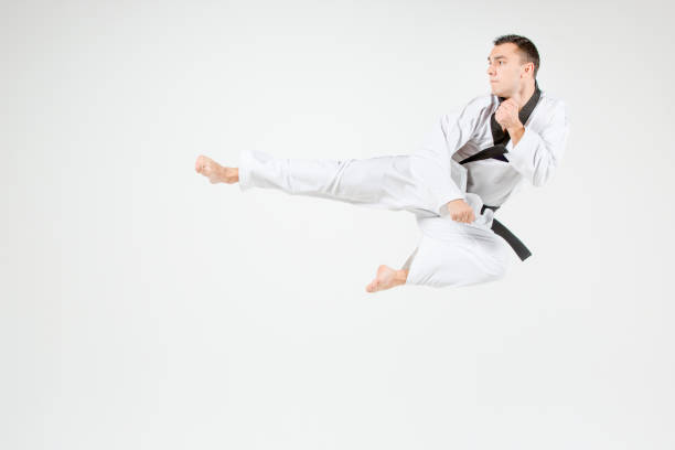 istock The karate man with black belt 641200776