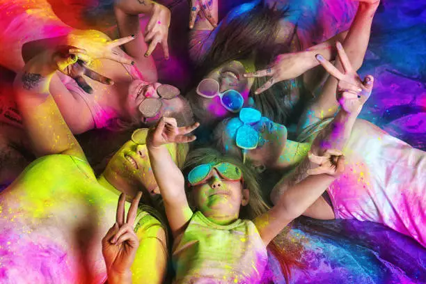 Photo of Group of Young Women covered with holi powder