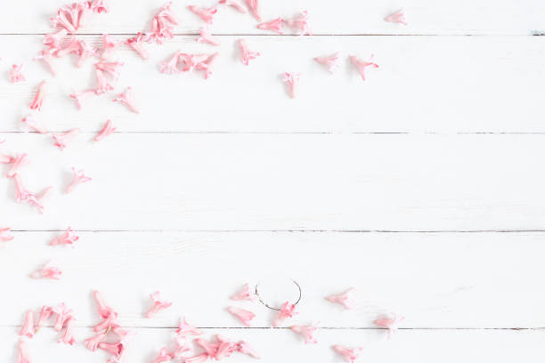 istock Frame made of pink flowers. Valentine's Day. Flat lay 641204990