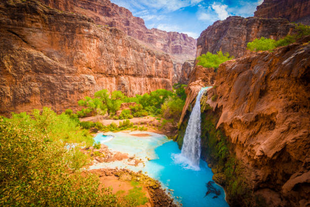 Havasu Falls, Arizona. Grand Canyon Havasu Falls, Havasupai Indian Reservation, Arizona. Grand Canyon havasupai indian reservation stock pictures, royalty-free photos & images