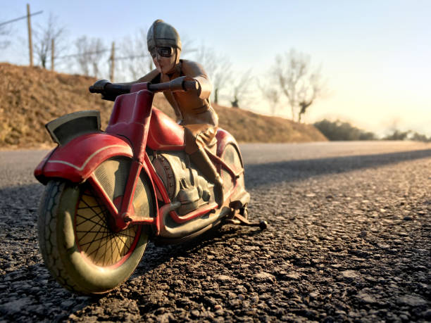 istock Vintage tin toy motorbike 641211228