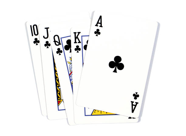 istock Playing cards - isolated on white background.Royal flush. 641214094