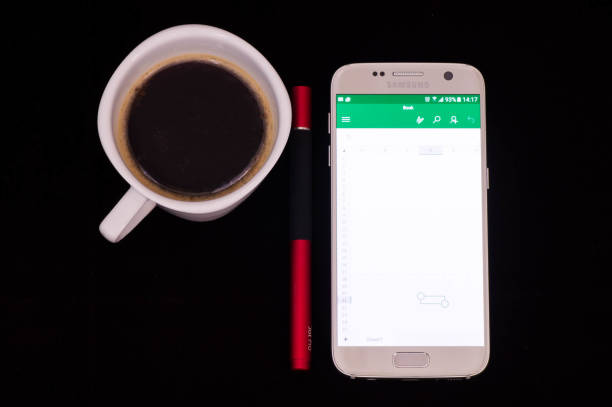 Samsung Galaxy S7 phone with opened excel sheet