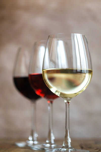 istock Glasses of red, rose and white wine 641227802