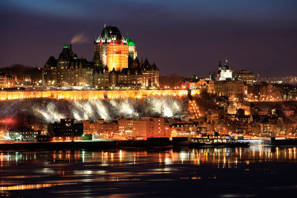 istock Quebec City skyline and Saint Lawrence River at night in winter 641231234