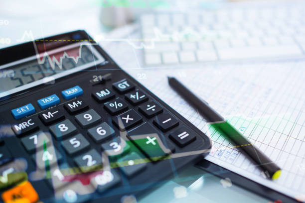 istock Business man using  technical equipment analysis market and finance economic 641244394