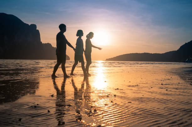 istock happy family walking on the beach 641246390