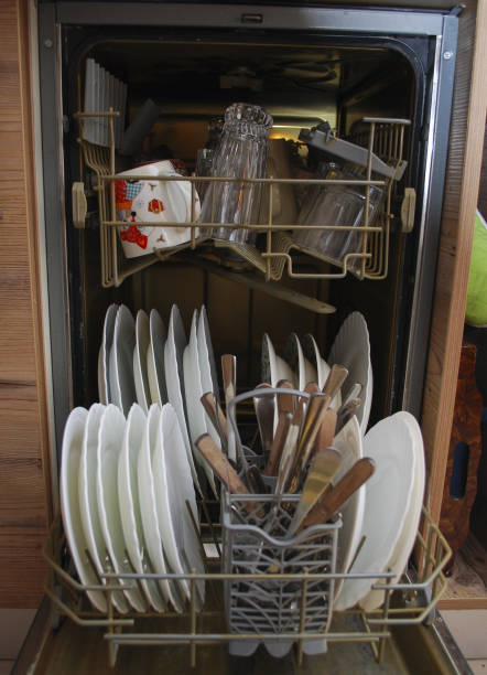 istock Dishes and cutlery in the dishwasher. 641249594