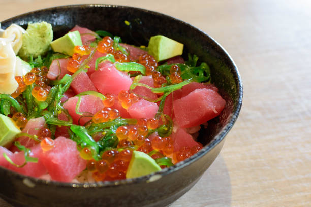 Tuna don Japanese Food, Tuna ,Seaweed, Salmon Roe on Rice