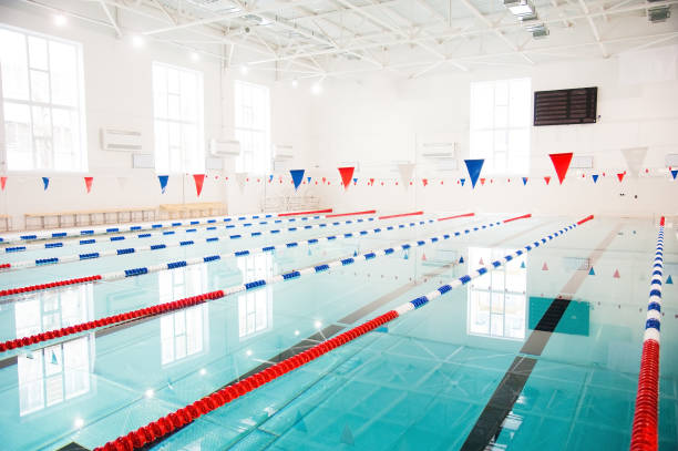 istock Lanes of a competition swimming pool 641253580