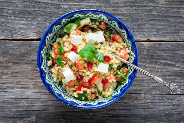 istock Tabbouleh salad in authentic bowl 641255722