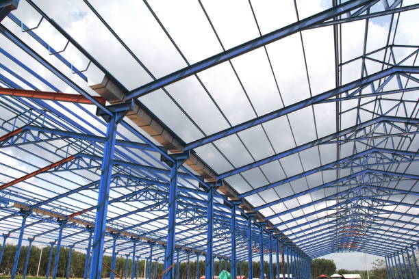 istock Industrial steel roof structure. 641256114