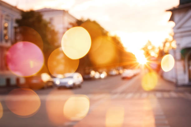 istock Sunset in the city, blurred background 641256702