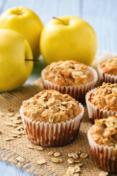 istock Oat muffins with apples and cinnamon. 641258134