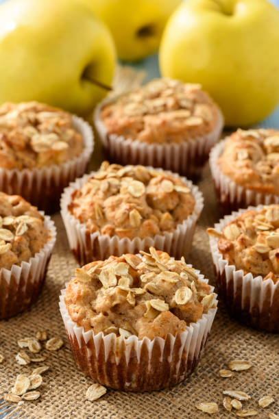 istock Oat muffins with apples and cinnamon. 641258140