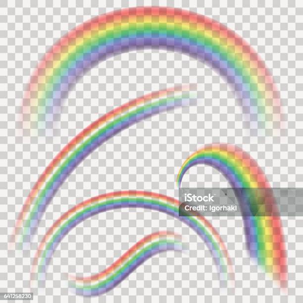Transparente Realistische Regenbogenfarbenen Satz Regenbogen Kollektion Auf Transparenten Vektor Hintergrund Isoliert Stock Vektor Art und mehr Bilder von Regenbogen