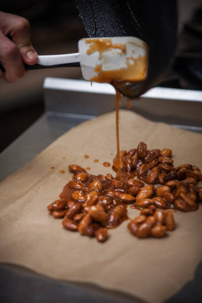 istock Preparing almond caramel on restaraunt kitchen 641259728