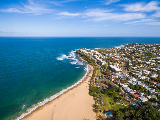 istock Aerial view over Dicky Beach Caloundra, Sunshine Coast, Australia 641260178
