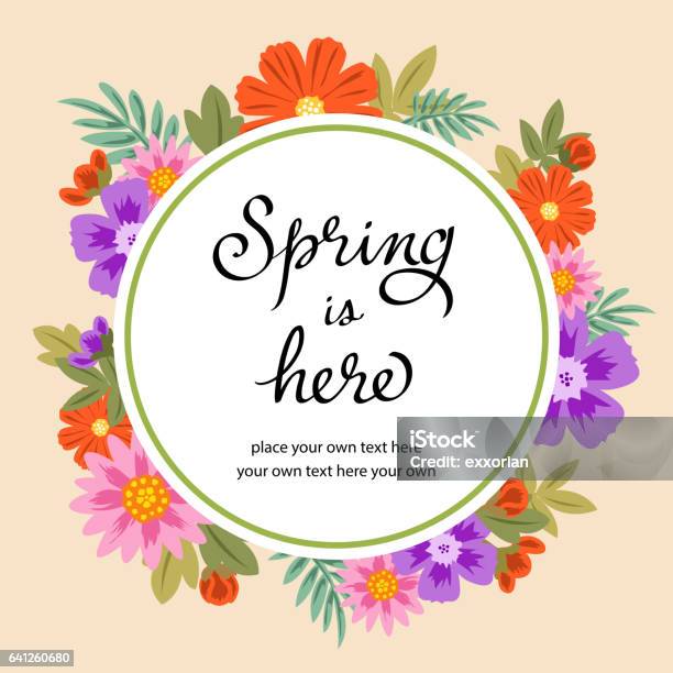 Spring Roses Frame Spring Flowers Frame Stock Illustration - Download Image Now - Flower ...
