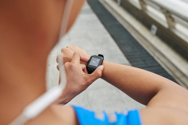 istock Male hand with fitness tracker 641263954