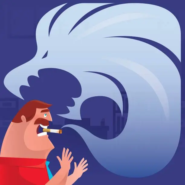 Vector illustration of man with monster smoke