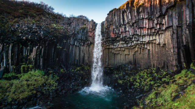 Svartifoss Waterfall in Iceland - Slow Motion