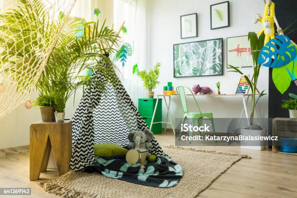 Kids Room With Play Tent Stock Photo - Download Image Now - Child, Rainforest, Domestic Room