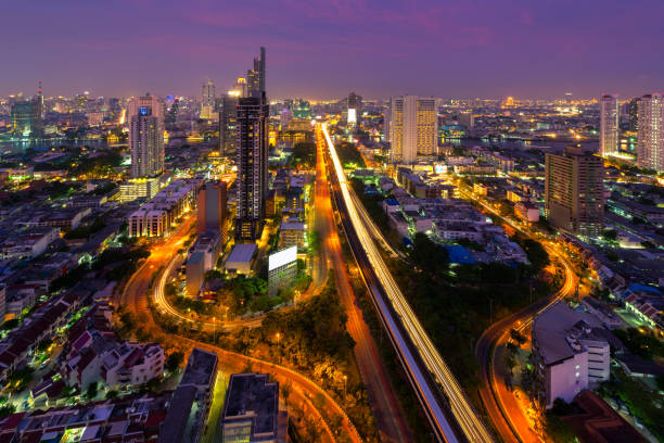 istock Bangkok Expressway and Highway top view during twilight time ,expressway is an important infrastructure for rush hour in Bangkok , Bangkok,Thailand 641272174