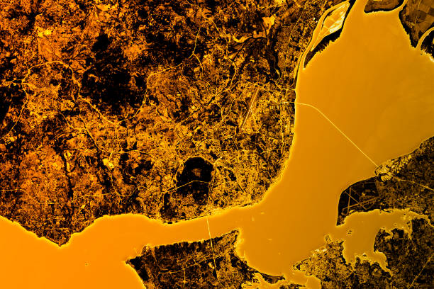 istock Lisbon Abstract City Map Golden 641272668