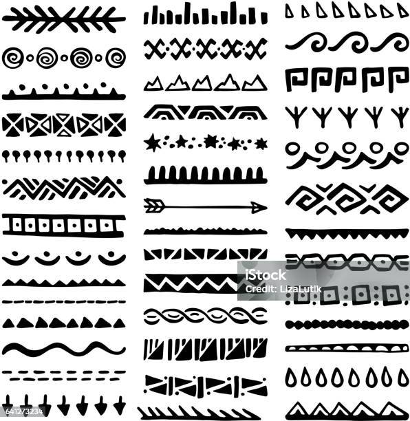 Borders Collection In Ethnic Style Stock Illustration - Download Image Now - Pattern, Frame - Border, Indigenous North American Culture