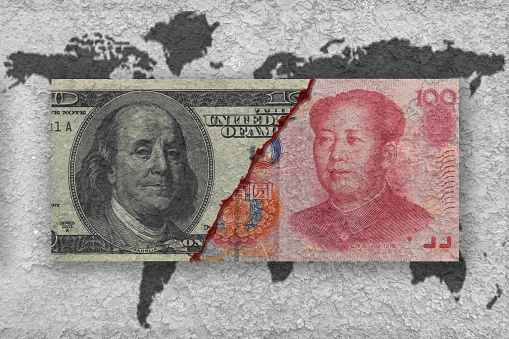 Estados Unidos versus china, concepto de guerra económica photo