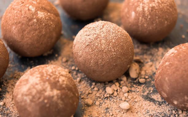 istock Fresh truffles with chocolate, cream and cocoa 641283886