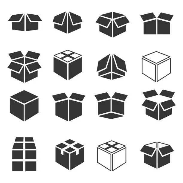 Vector illustration of Box icon set