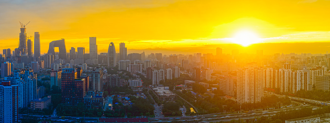 Beijing skyline at sunset