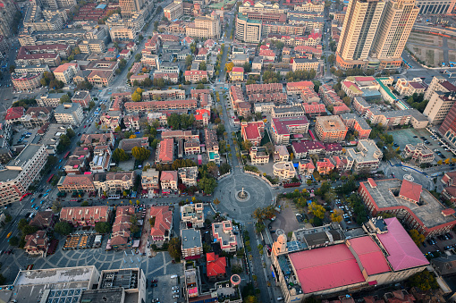 High angle overlooking the city of Tianjin