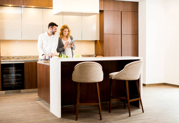 istock Young couple in the modern kitchen 641294630