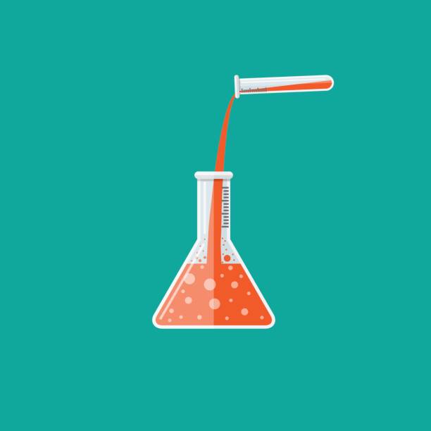 ilustrações de stock, clip art, desenhos animados e ícones de chemical reaction in glass tube - science botany chemistry formula