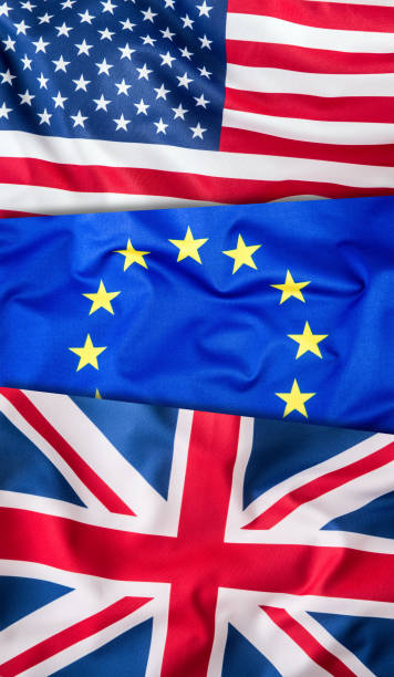 istock USA UK and EU flags. Collage Flags Europe Union. 641297780