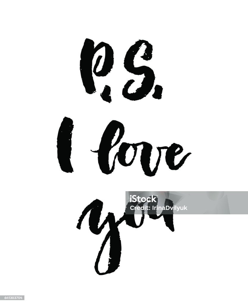 P S I Love You Greeting Card With Calligraphy Stock Illustration ...