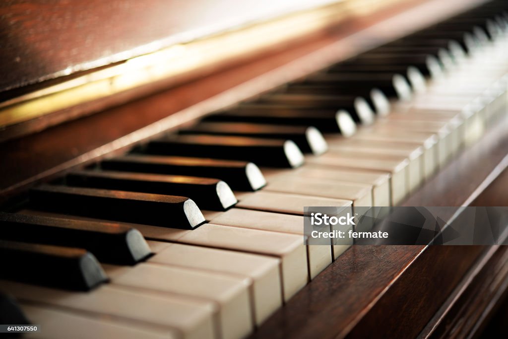 Piano Keyboard Of An Old Music Instrument Close Up Stock Photo - Download  Image Now - iStock