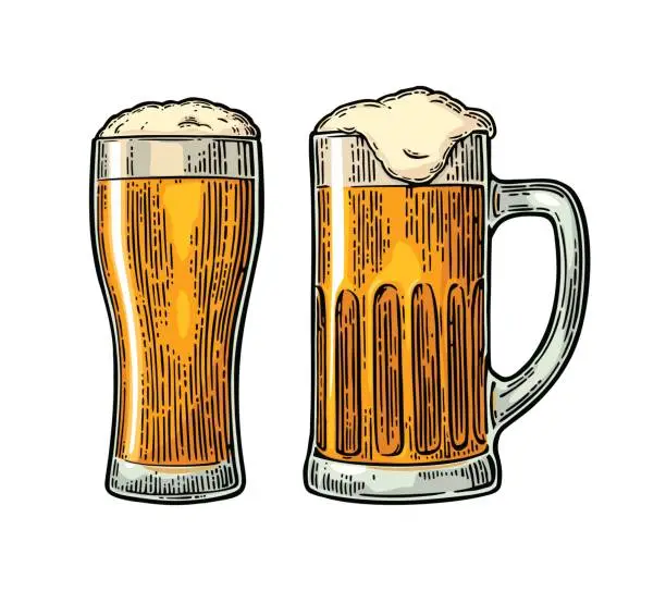 Vector illustration of Set glass beer