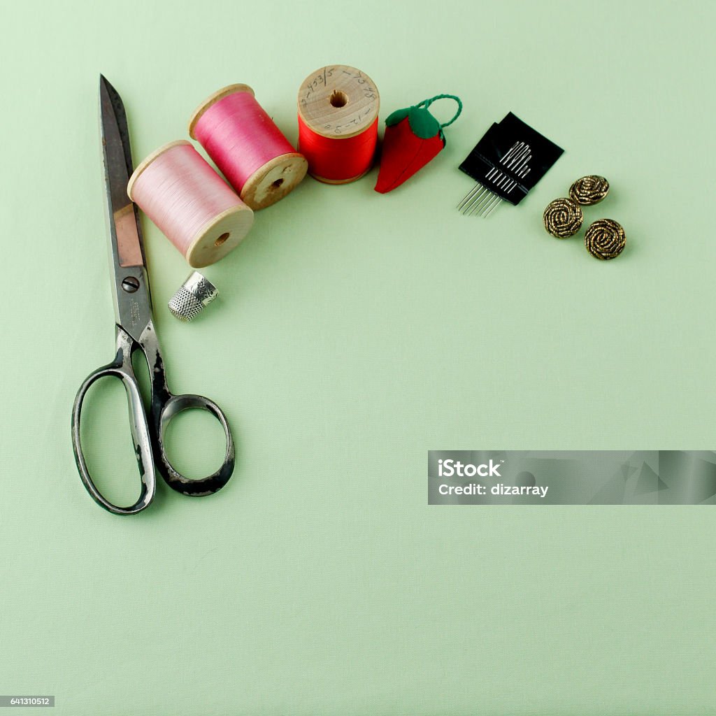 Sewing Notions Stock Photo - Download Image Now - Sewing, Craft, Green  Color - iStock