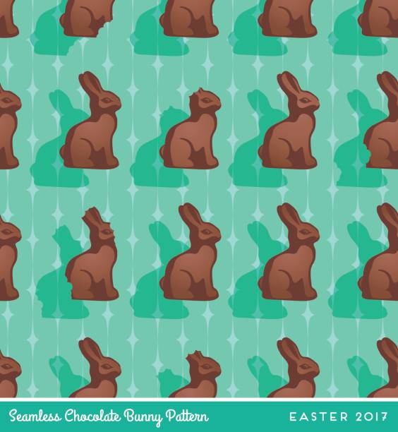 Seamless pattern of chocolate bunnies for Easter themed projects Seamless retro styled pattern of chocolate bunnies for Easter themed projects chocolate bunny stock illustrations