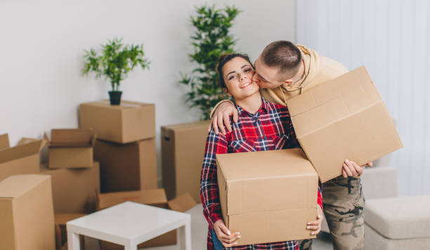 istock Young couple having fun in new apartmant 641310976