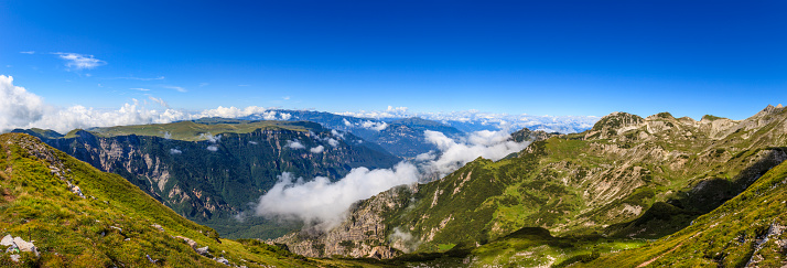 Landscape in Lessinia, a protected mountain area in the north Italy. Verona province. (7 shots stitched)
