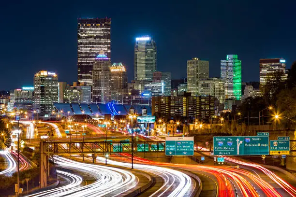 Photo of Pittsburgh skyline by night