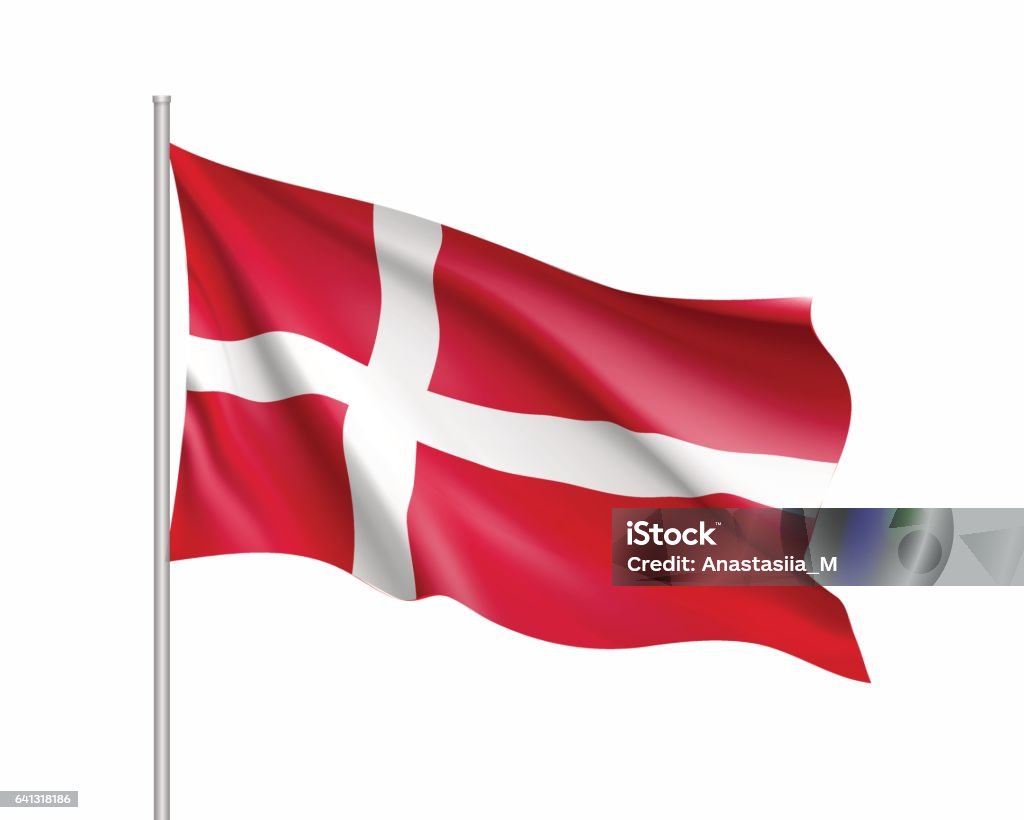 Bandeira do estado da Dinamarca - Vetor de Bandeira Dinamarquesa royalty-free