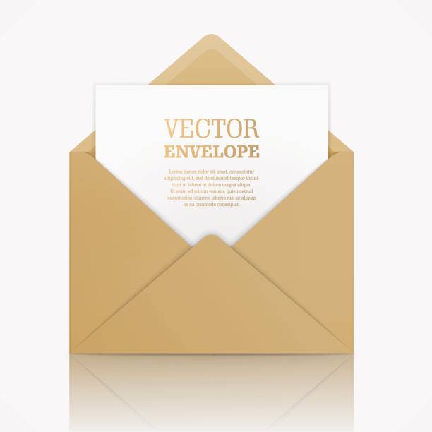 ilustrações de stock, clip art, desenhos animados e ícones de vector realistic mockup of envelope. - envelope invitation greeting card blank