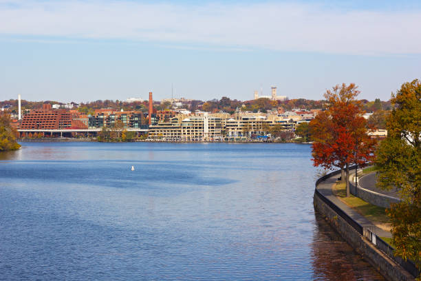 istock Potomac River waterfront near Georgetown Park, Washington DC, USA. 641322586