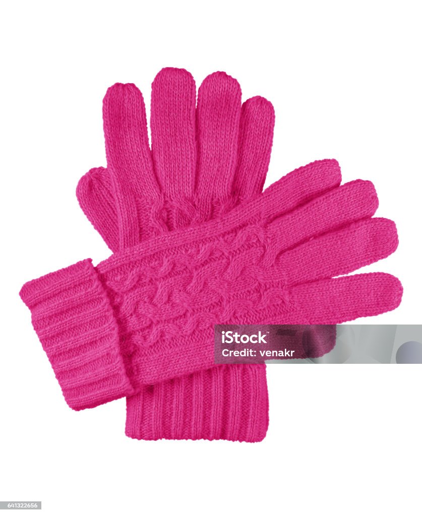 Guantes lana aislados - rosa - Foto de stock de A la moda libre de derechos